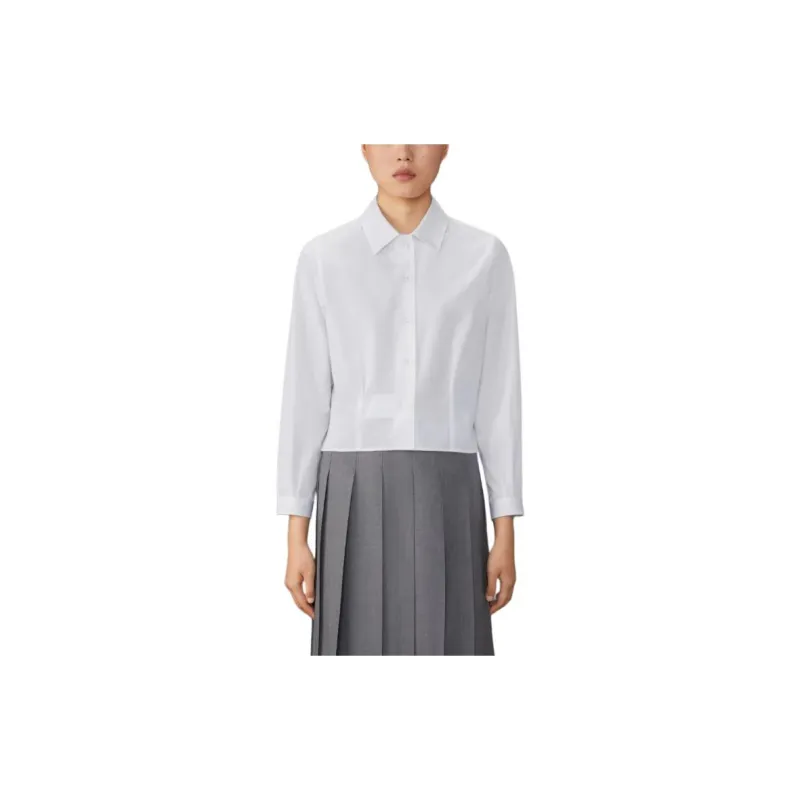 THOM BROWNE Long Sleeved Cropped Shirt-4