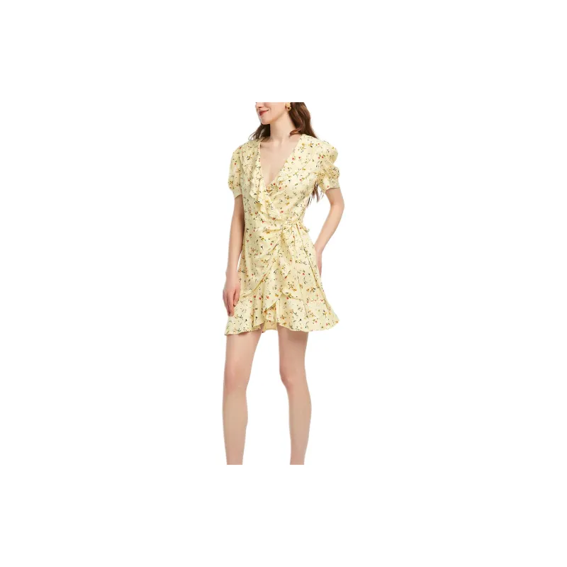 Bebe SS24 Short Sleeved Dress Women's Yellow-2
