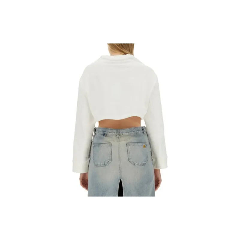 Courrèges Cocoon Fleece Cropped Sweater 'Heritage White'-4