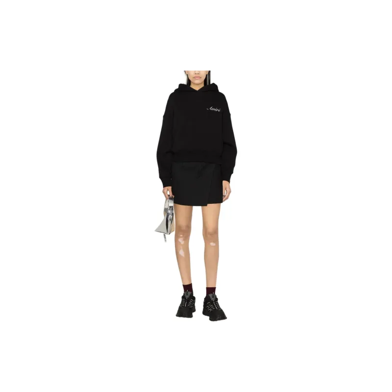 AMIRI Embroidered Cotton Hoodie With Logo Sweatshirt Women's Black-1