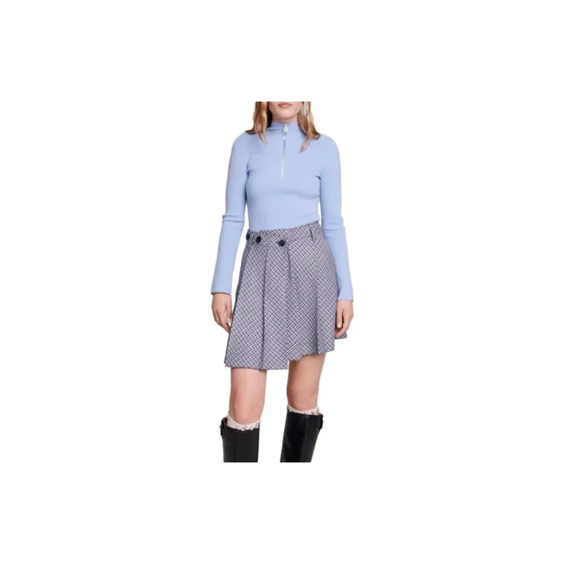 Maje Casual Short Skirts Women's Blue Gray-1
