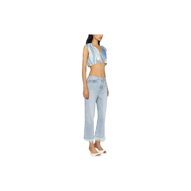 FRAME Le Dancing Jane Feather-trim Cropped Jeans-1