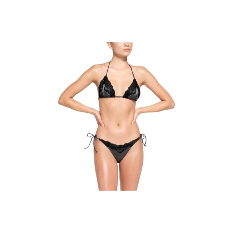 SKIMS LACE SWIM TIE BIKINI BOTTOM Swimming Shorts Women's GUNMETAL/Bronze-2