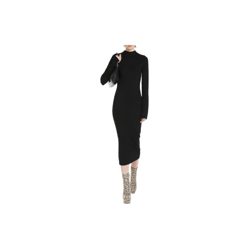 SportMa Vanezza Collection Fine Knit Dress Long Sleeved Dress Women's Black-1