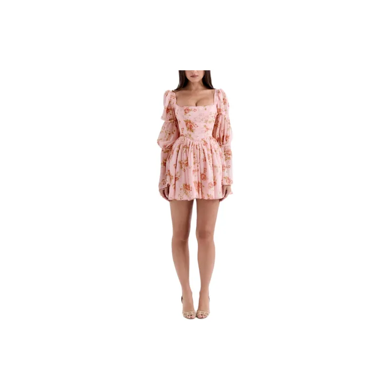 HOUSE OF CB Sancia Long Sleeved Dress Women's Rose Print-2