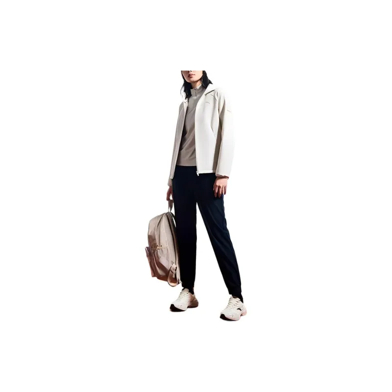 Anta Variety Training Collection Trench Coat Women's Oatmeal Gray-2