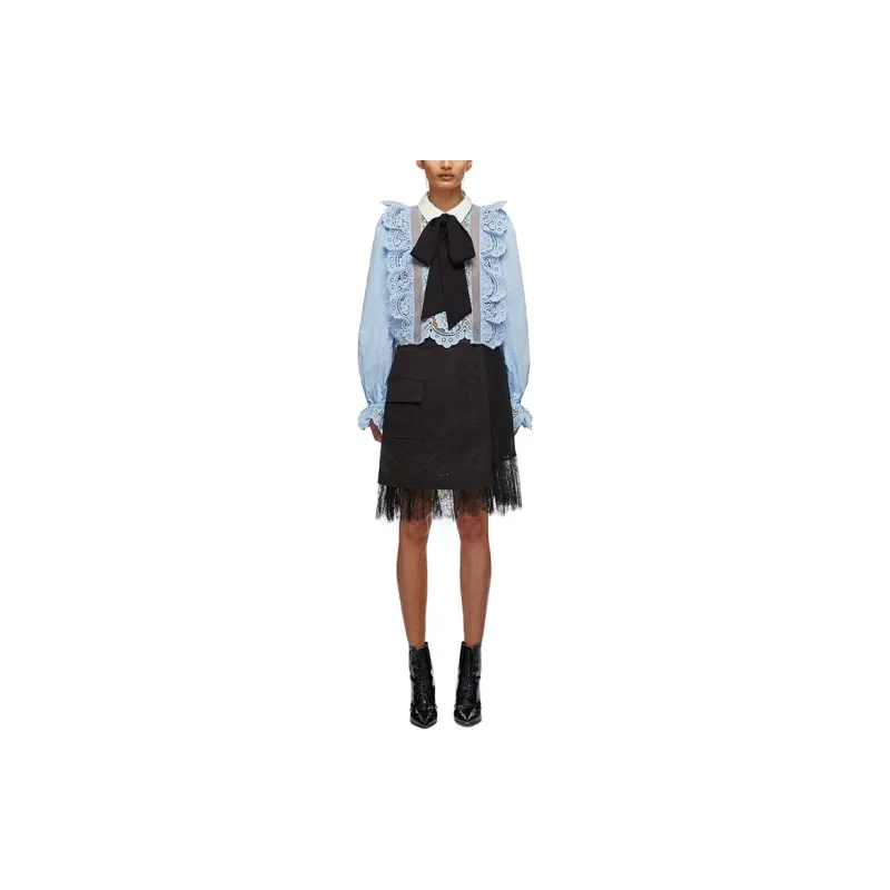 Self portrait Shirts Women's Misty Blue-2