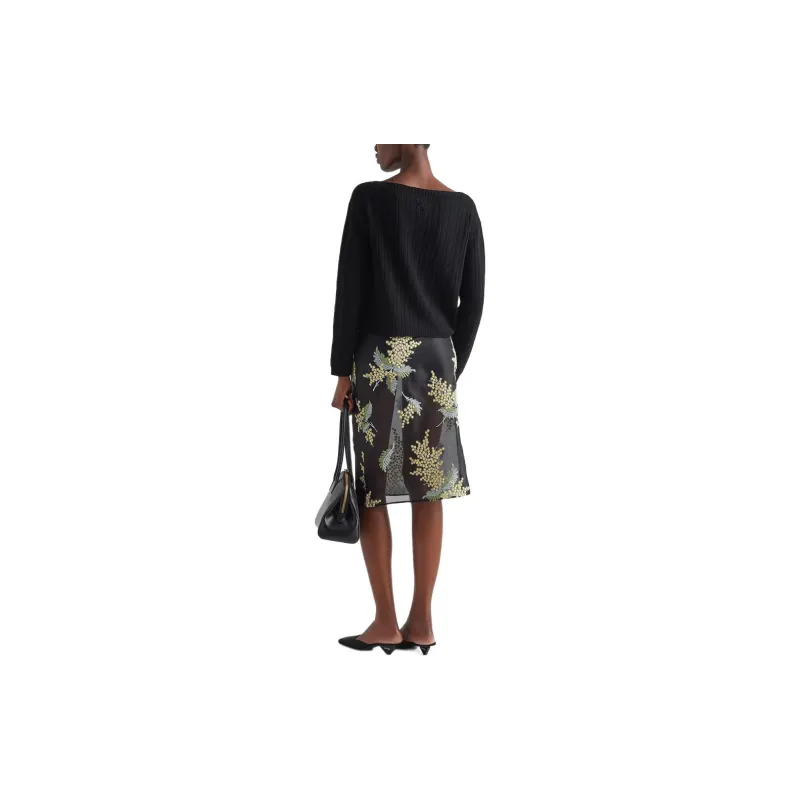 PRADA Wool And Cashmere Boat-neck Sweater Sweater Women's Black-3
