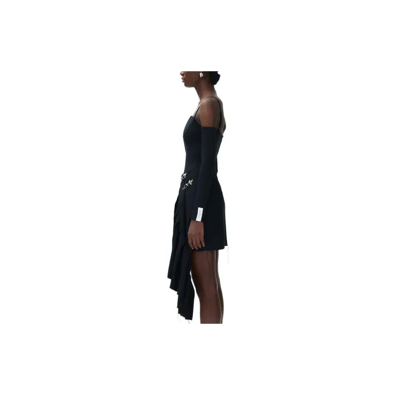 H&M Wool Blend Asymmetric Skirt Black-3