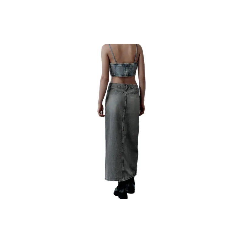 ZARA Casual Long Skirt Women's Gray-3