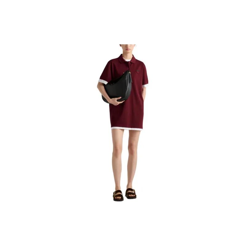 PRADA SS24 Short Sleeved Dresses Women's Garnet Red-1
