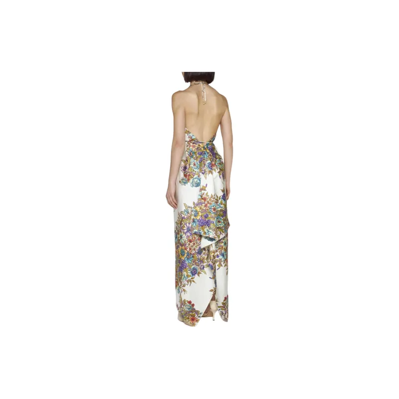 ETRO Floral Printed Asymmetric Hem Halteneck Maxi Dress-2