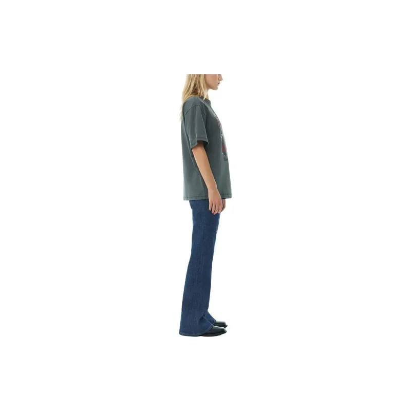 GANNI SS24 Drop Shoulder Sleeve T Shirt Women's Volcano Gray-3