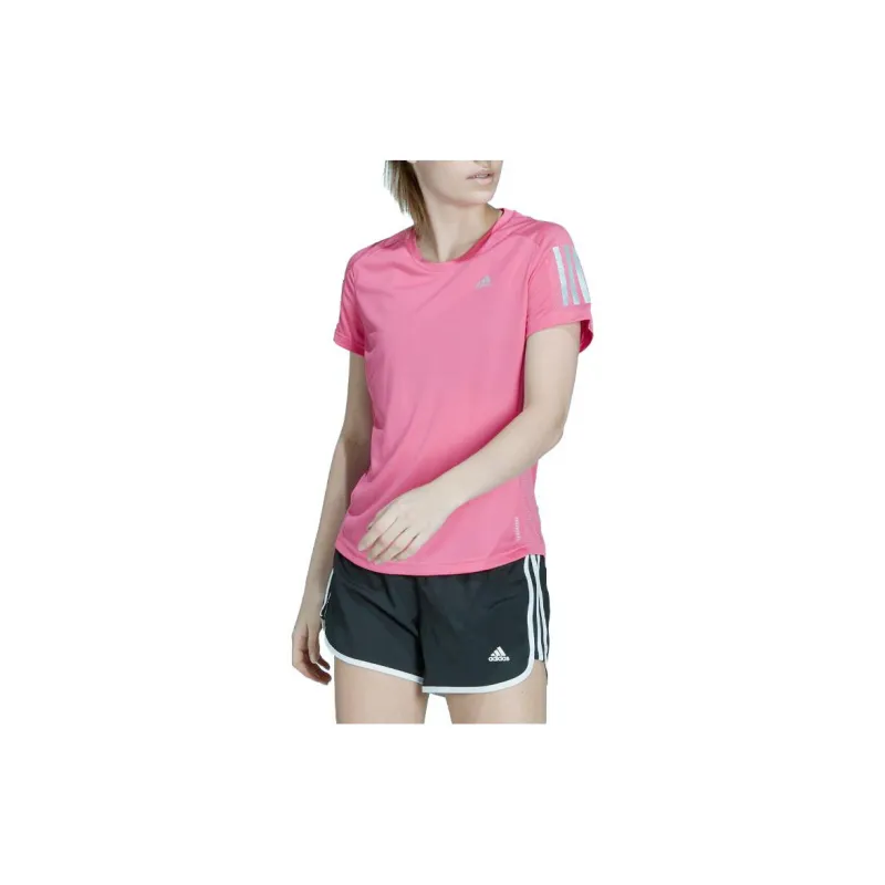 Adidas Set in Sleeve T Shirt Women's Semi Neon Pink-2