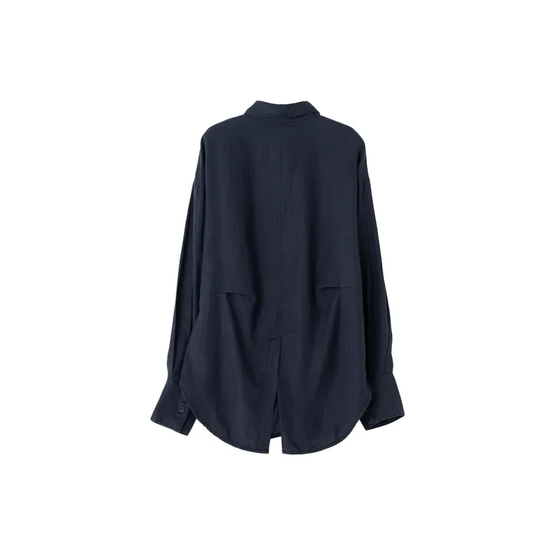SOON FLOWER Shirt Women's Navy Blue-1