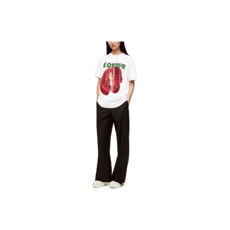 LOEWE Flower T Shirt 'White/Red'-1