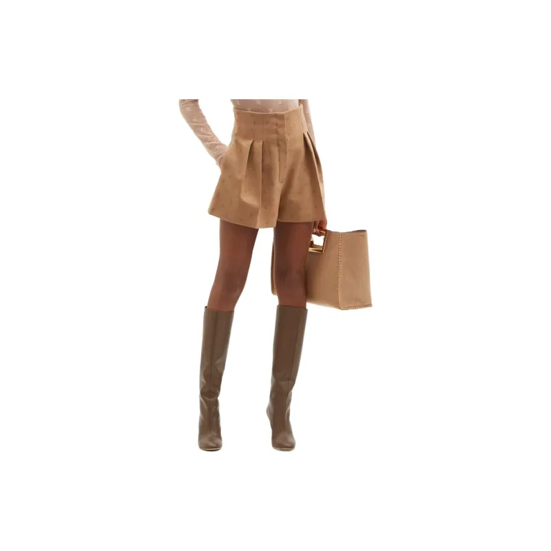 FENDI Karligraphy High Waisted Flannel Shorts 'Smooth'-3