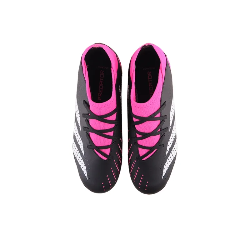 Adidas PREDATOR ACCURACY.3 Accuracy.3 MG J Round Tip Strap Low Top Soccer Shoes Black White Pink Kids'-2