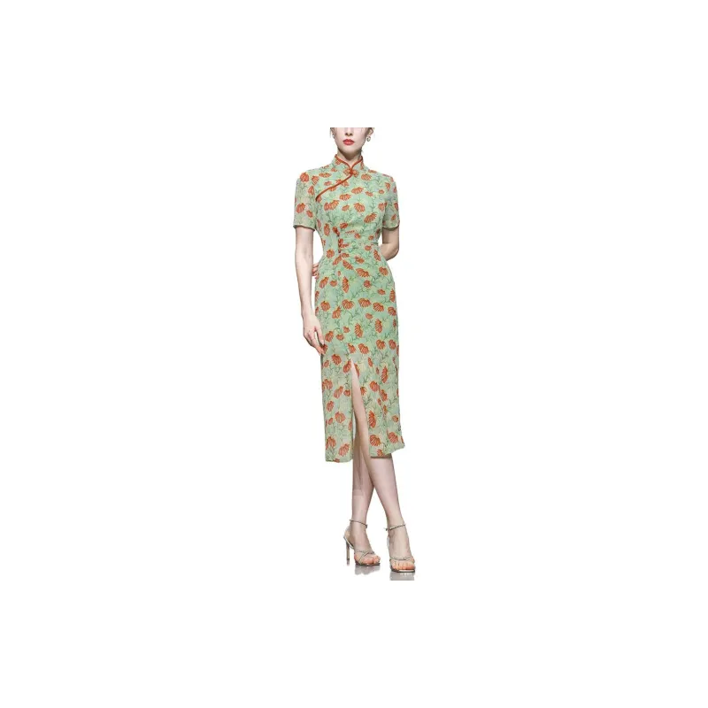 Duffy fashion Short Sleeved Dresses Women's Green Base Neroli-2