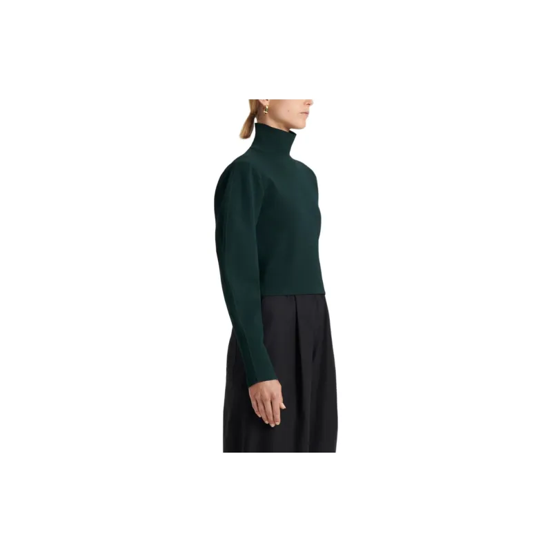 SCANLAN THEODORE Crepe Knit Cocoon Sleeve Sweater Knitwear Women's Dark Green/Dark Green-3