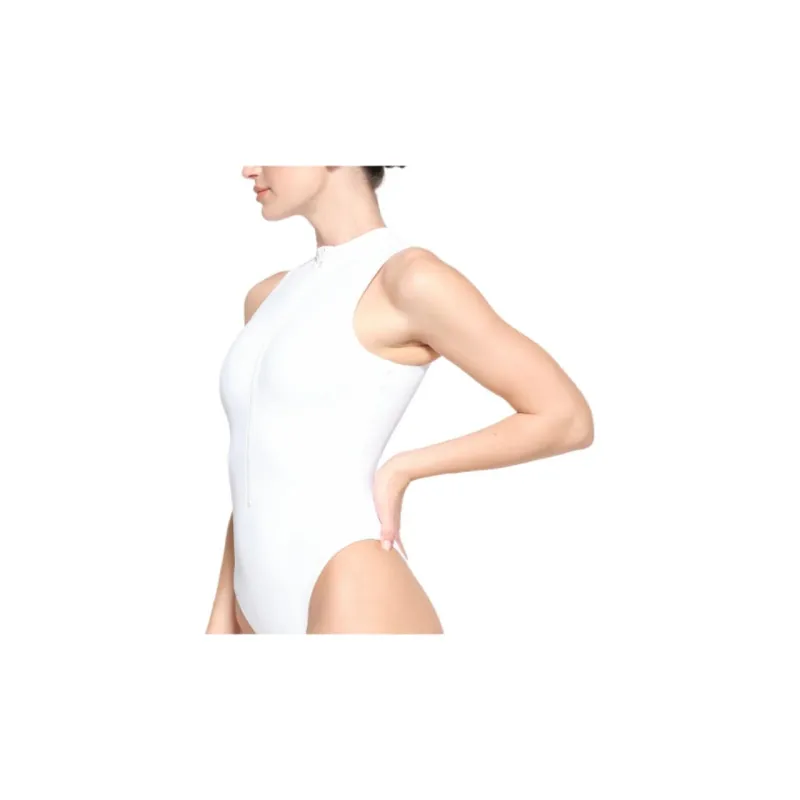 SKIMS SIGNATURE SWIM ZIP FRONT SLEEVELESS ONE PIECE One-piece Swimsuit Women's SNOW/Snow-3