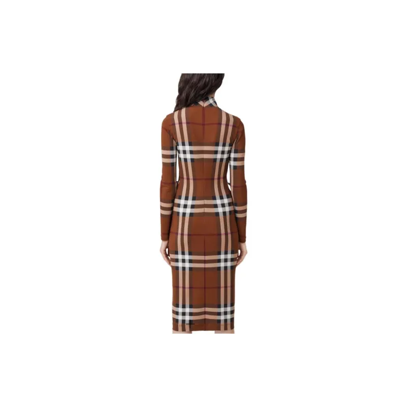 Burberry Check Stretch Side Tie Dress 'Dark Birch Brown'-2