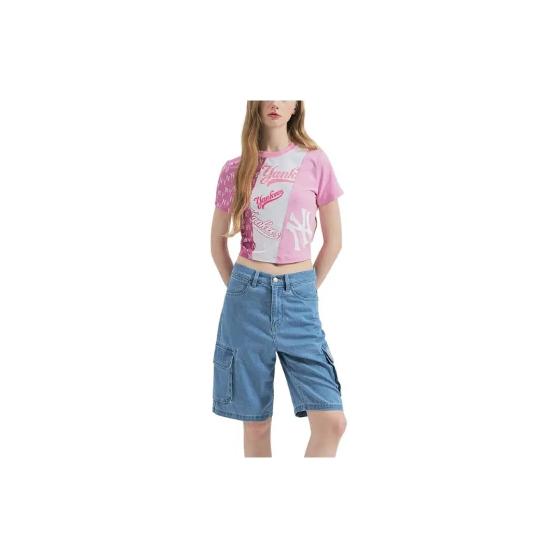 MLB New York Yankees Regular T Shirt Women's Pink-2