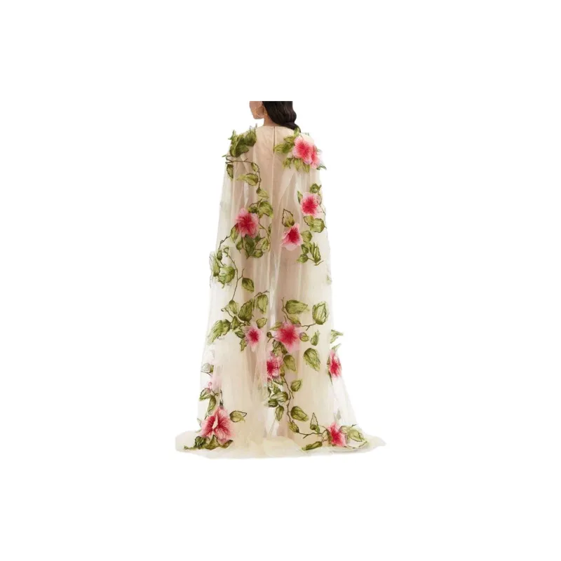 Oscar De La Renta Hibiscus Tulle Caftan Dress-1