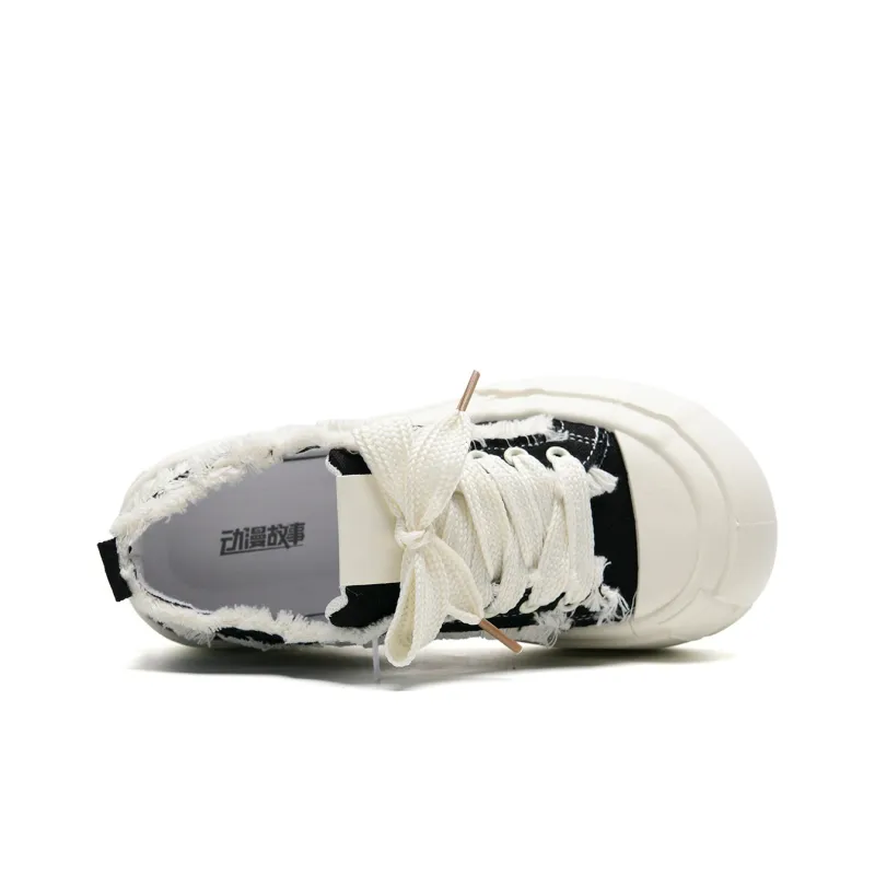 Anime Story Slip Resistant, Abrasion Resistant, Lightweight Low Top Skateboard Shoes Women's White-15