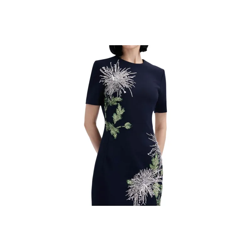 Oscar De La Renta Dandelion Crystal-embroidered Pencil Dress-4