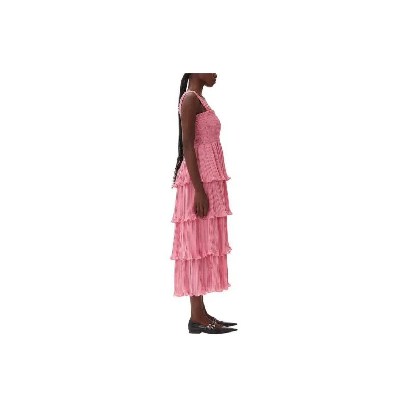 GANNI SS24 Slip Dresses Women's Orchid Smoke Pink-3