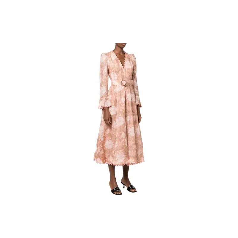 Zimmermann FW22 Long-Sleeved Dresses Women's Coral Pink-3