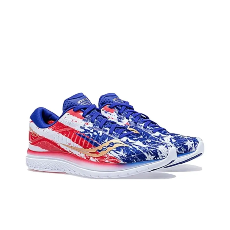 Saucony Kinvara 10 Slip Resistant Low Top Marathon Running Shoes Unisex Red Blue-2