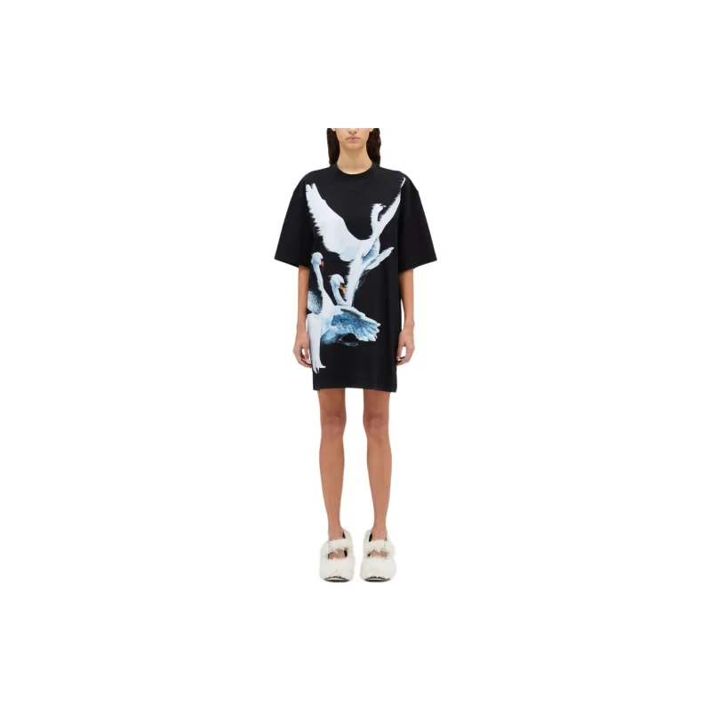 MSGM Swan print T shirt Dress-1