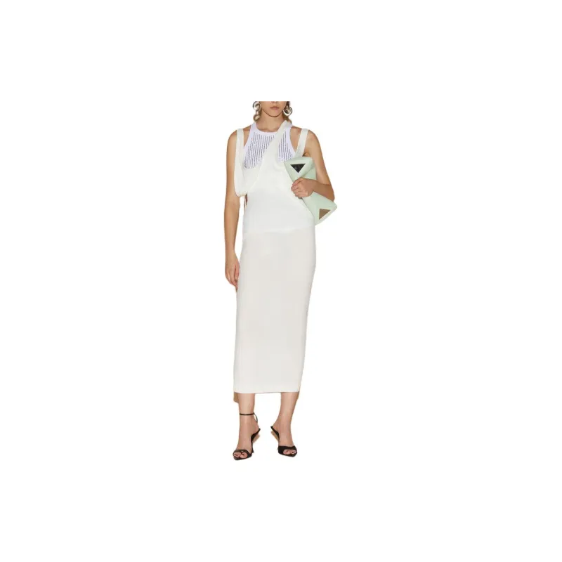 The Attico Ribbed Asymmetric Midi Dress-1