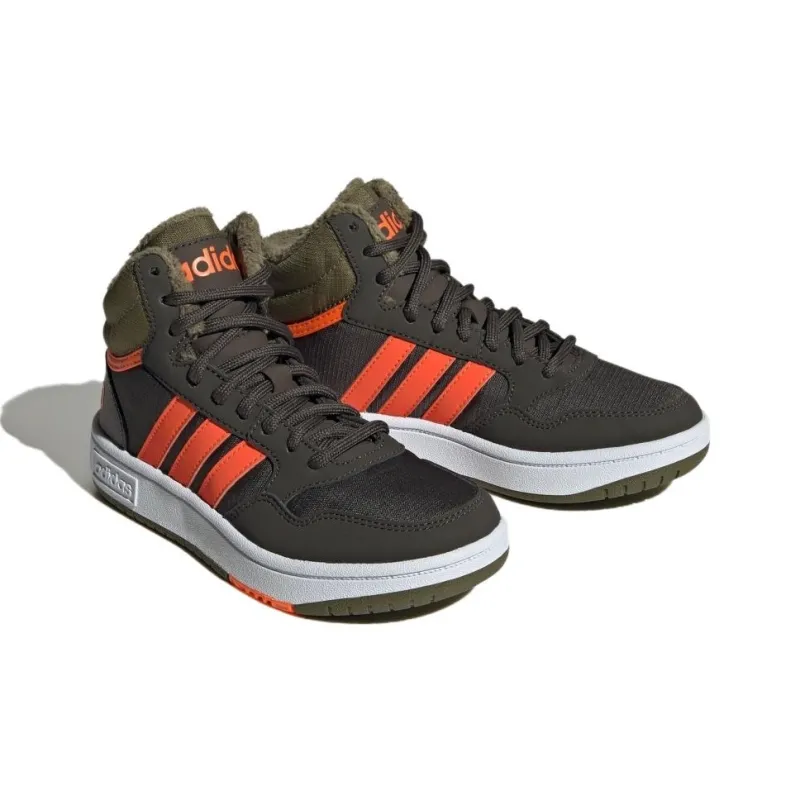 Hoops 3.0 Adidas Neo Mid J 'Shadow Olive Impact Orange'-3