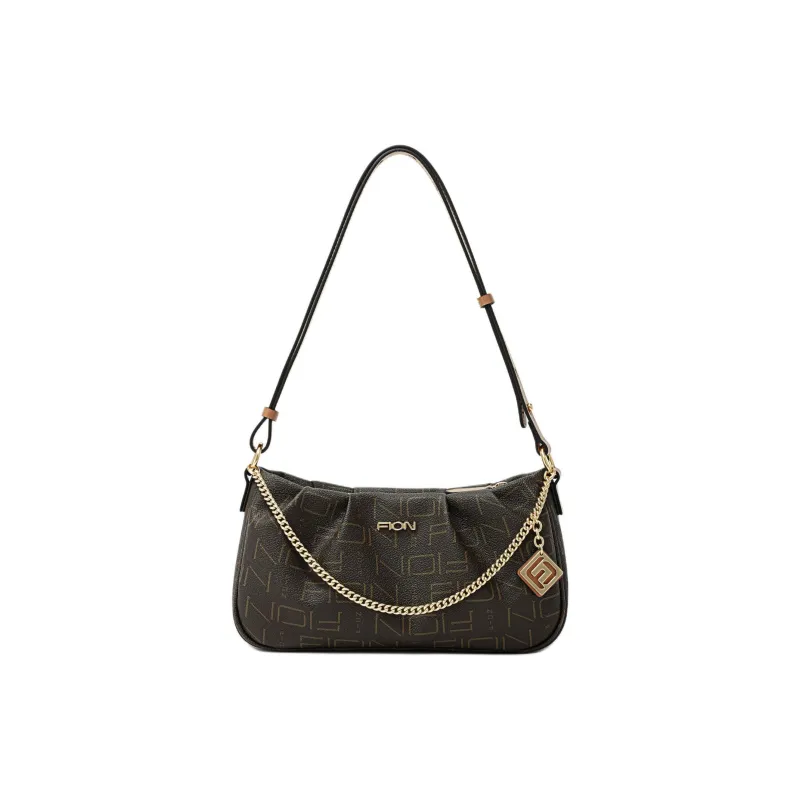 FION Artificial Leather Shoulder Bag, Portable Crossbody Bag Women's Coffee & Tea Brown-0