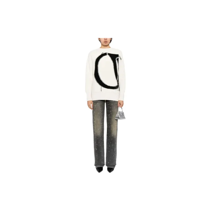 OFF WHITE Logo Detailed Crewneck Knitted Jumper-1