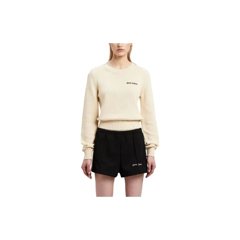 PALM ANGELS Logo Embroidered Crewneck Knitted Jumper-1