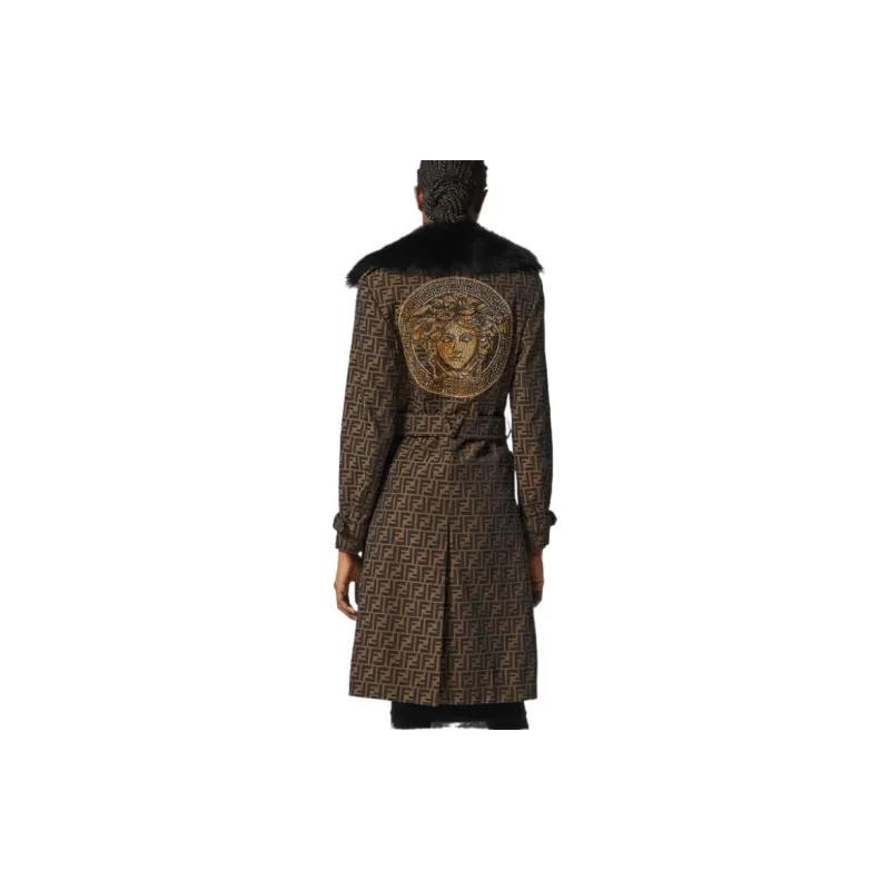Fendi X VERSACE Trench Coats Women's Brown-2