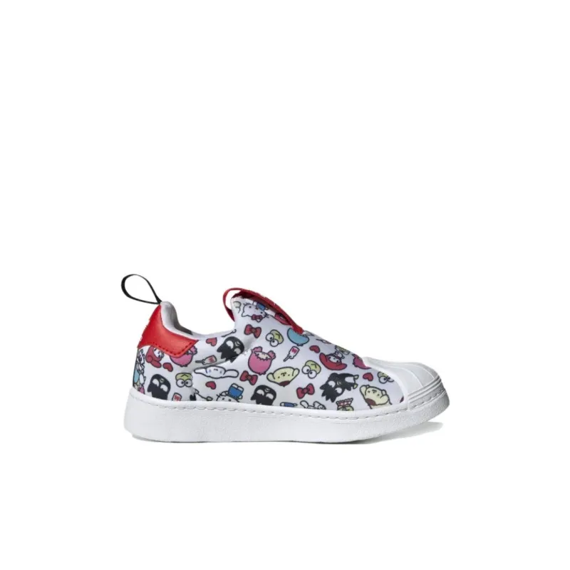 Hellokitty x Adidas Originals SUPERSTAR 360 Abrasion Resistant Breathable Low Top Skateboard Shoes White Red Kids'-1