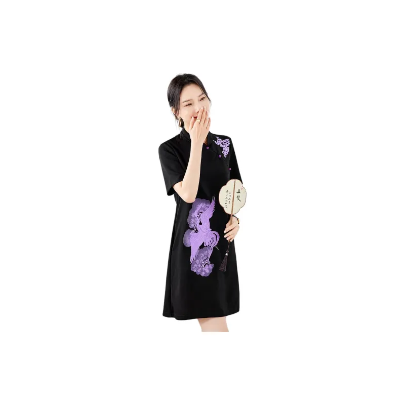 TERRE BLEUE Short Sleeved Dresses Women's Purple-5