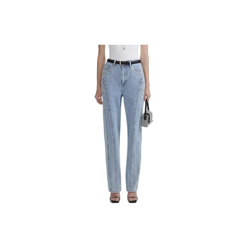 Self portrait Gem embellished Straight Jeans-2