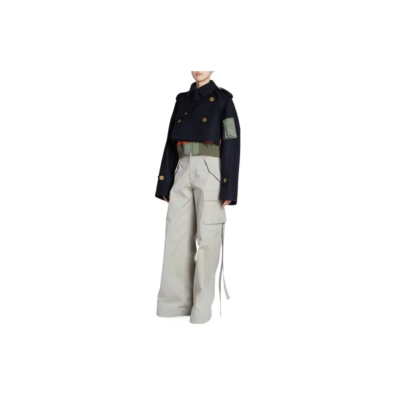 Sacai Wool Melton Mix Jacket 'Navy'-2