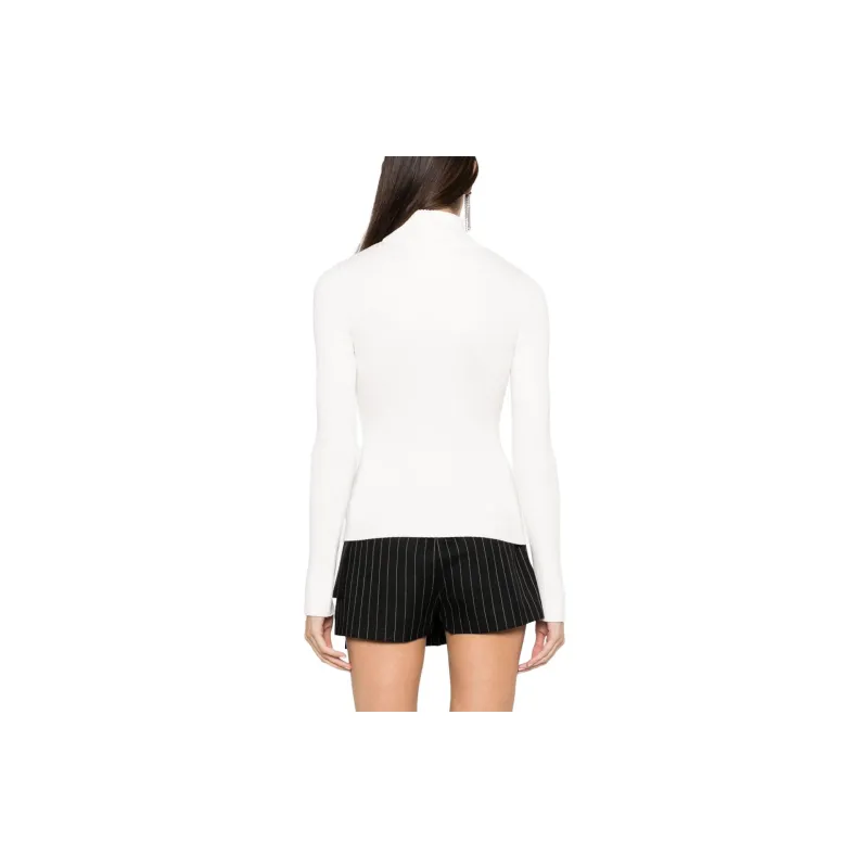 COURREGES Circle Mockneck Rib Knit Sweater 'Heritage White'-2