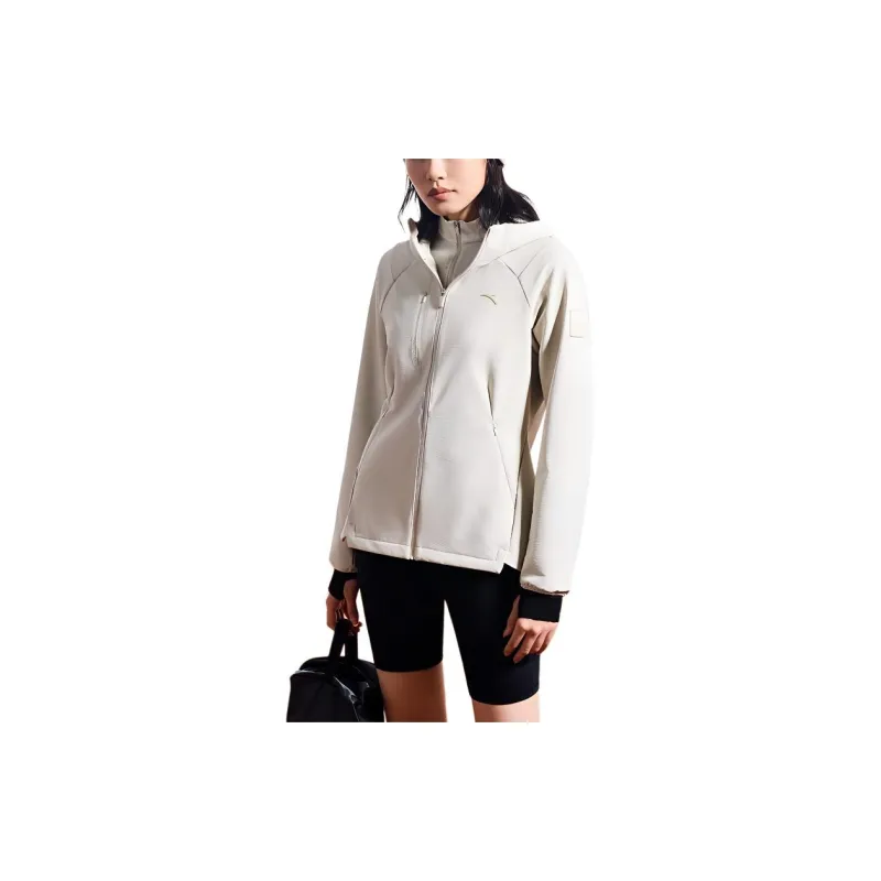 Anta Variety Training Collection Trench Coat Women's Oatmeal Gray-5