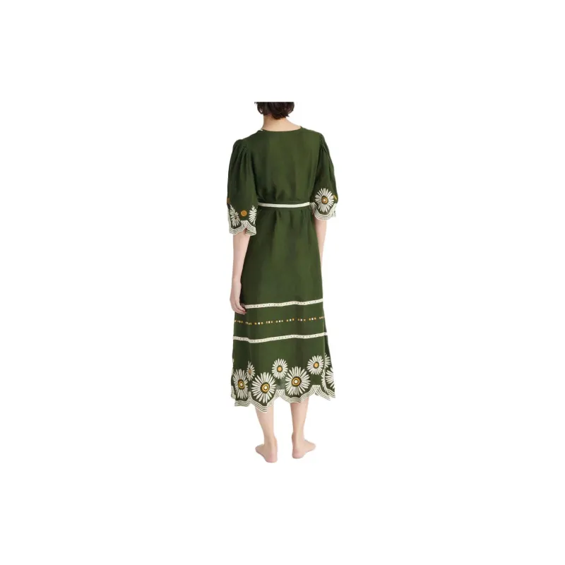 Eres Hortense Floral embroidered Linen Dress-2