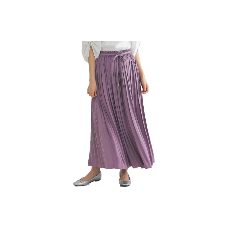 Beams Casual Long Skirts Women's Purple-3