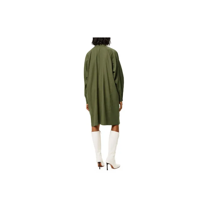 LOEWE Anagram Long Sleeved Dresses Women's Green-2