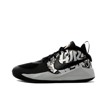 Nike Team Hustle D 9 Slip Resistant Cushioning Abrasion Resistant Mid Top Basketball Shoes Black White Teenagers